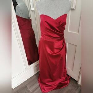 Womens Formal Prom Fancy ❤️ Dessy Collection Red Gown Ruched Bodice Size 14